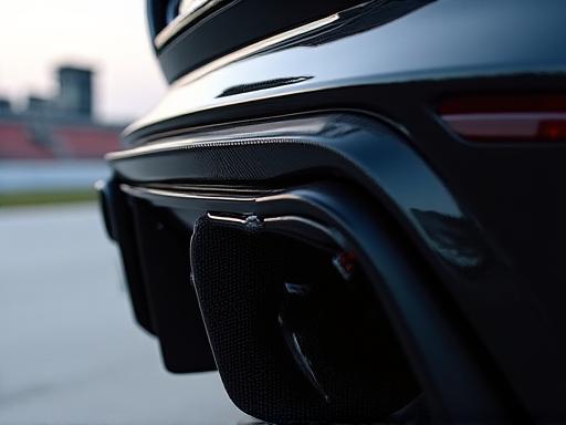 Sleek carbon fiber rear diffuser installed on a Jaguar, enhancing aerodynamics